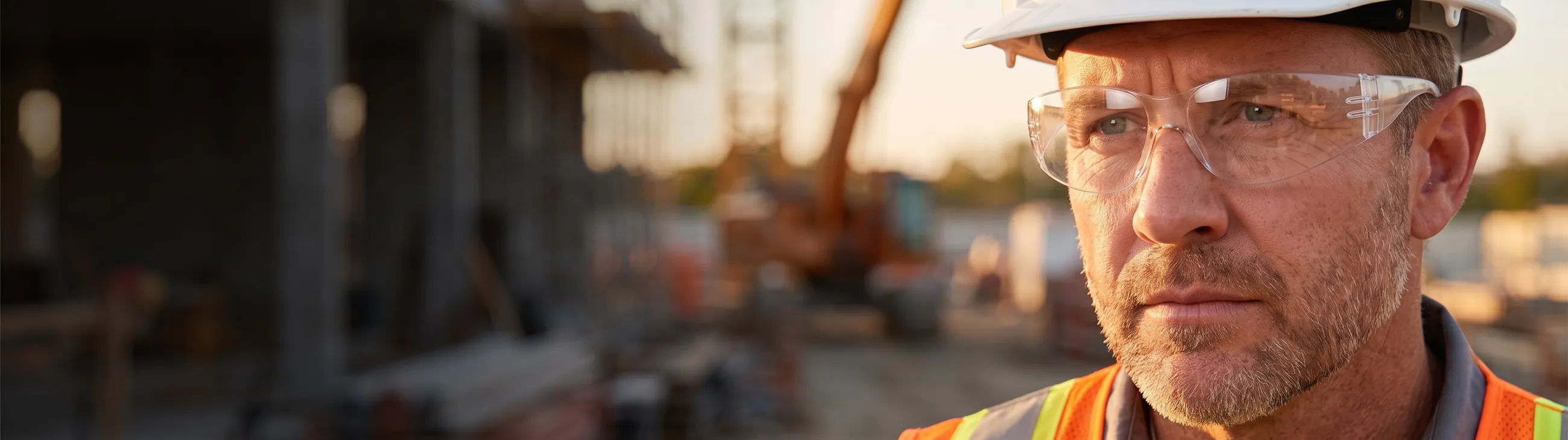 Profissional utilizando óculos de proteção PROGUARD em canteiro de obras