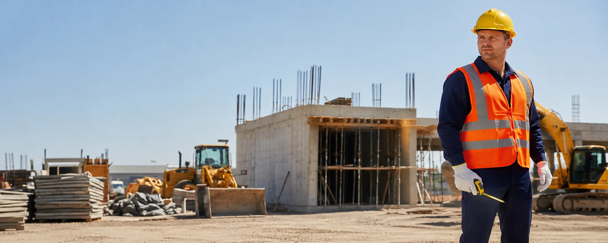 Profissional utilizando colete refletivo PROGUARD em canteiro de obras